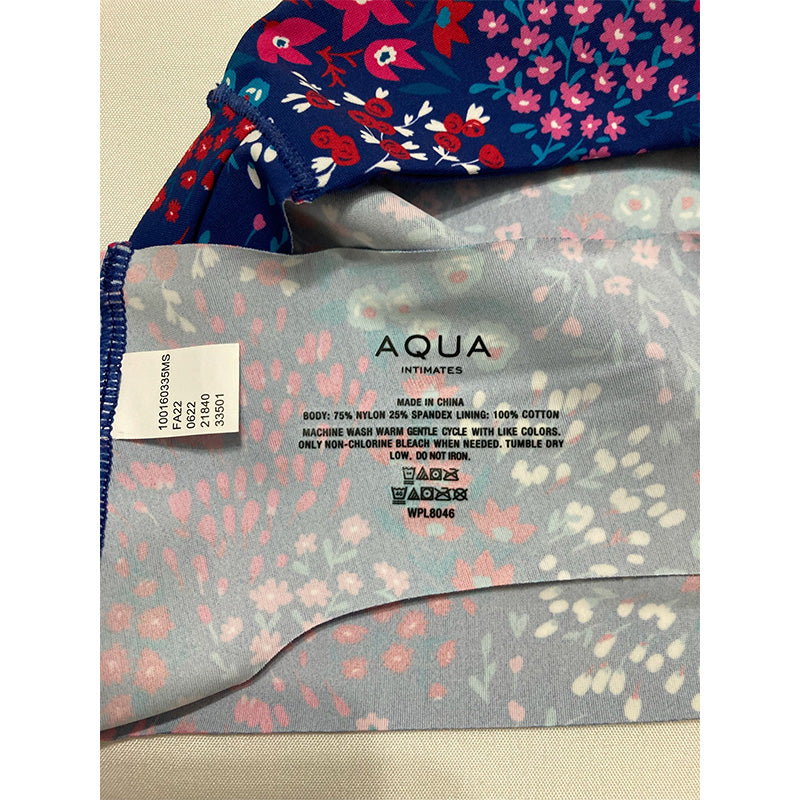 AQUA Intimates Stretch Thong Navy Ditsy Flor M