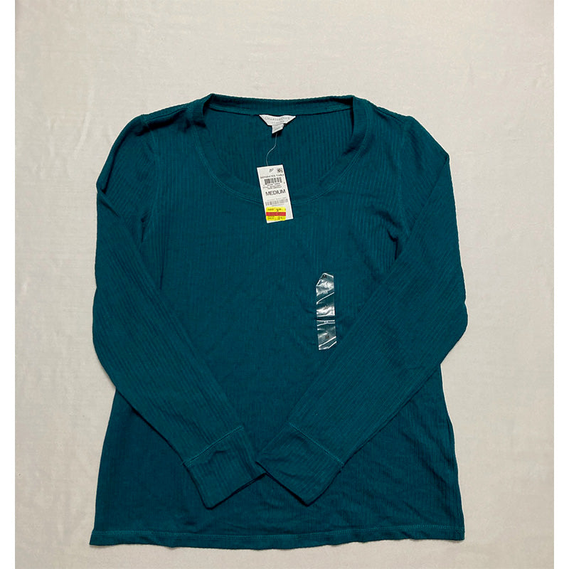 Jenni Split-Neck Pajama Top Emerald M