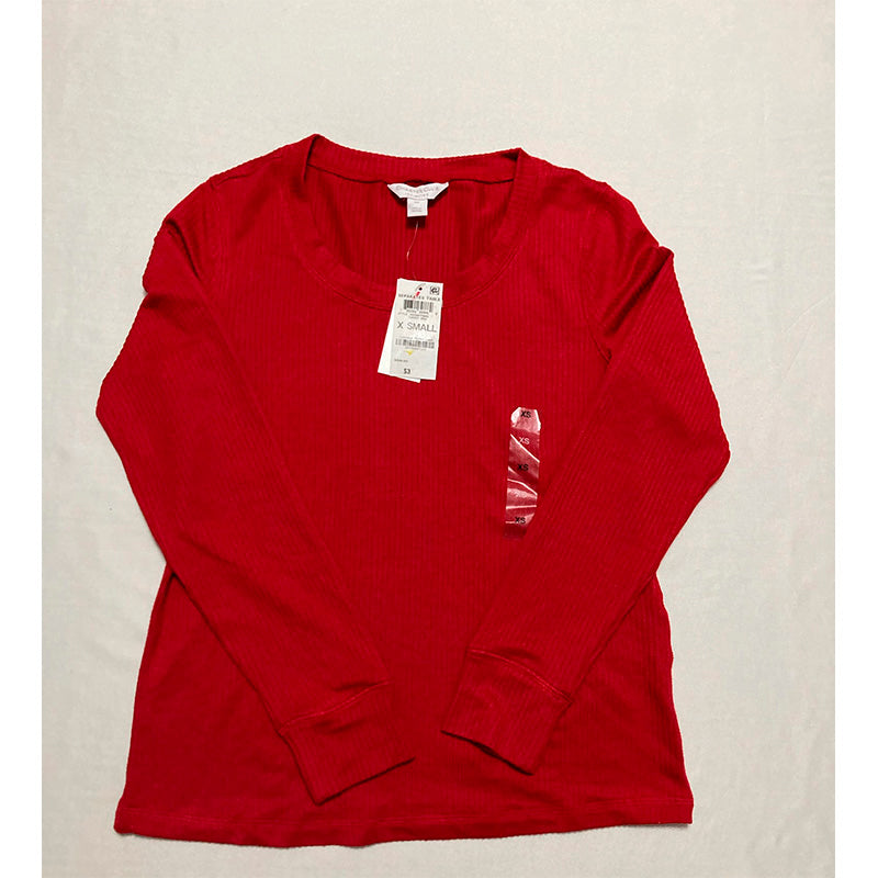 Charter Club Solid Scoop Neck Only Sleep Top Red XS