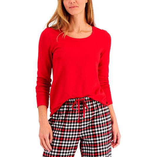 Charter Club Solid Scoop Neck Only Sleep Top Red XS