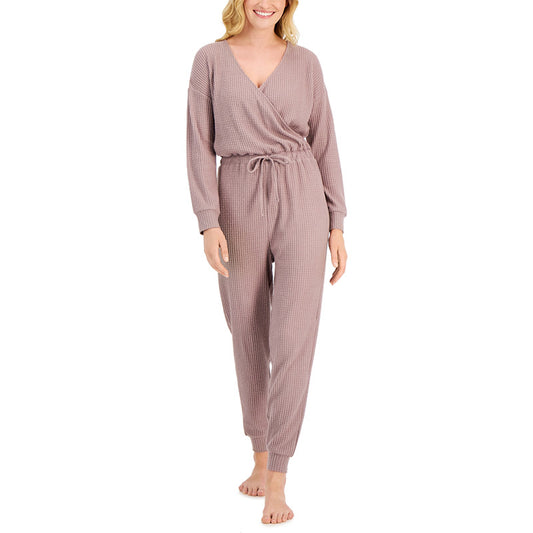 Alfani Long Sleeve Tie Waist Sleep Jumpsuit Dusty Lave XS