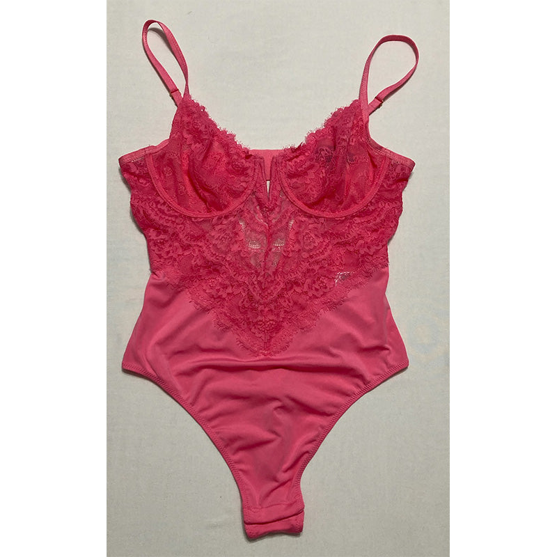 I.n.c. International Concepts Micro Lace Bodysuit Pink M