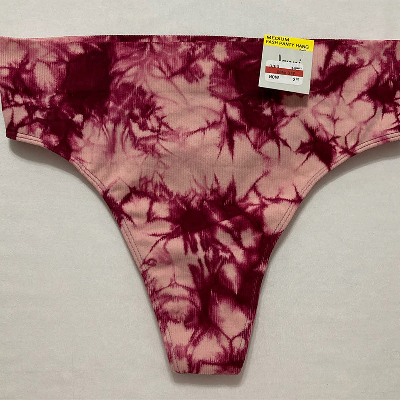 Jenni Seamless Ribbed Hi-Cut Thong Splash Tiedye M