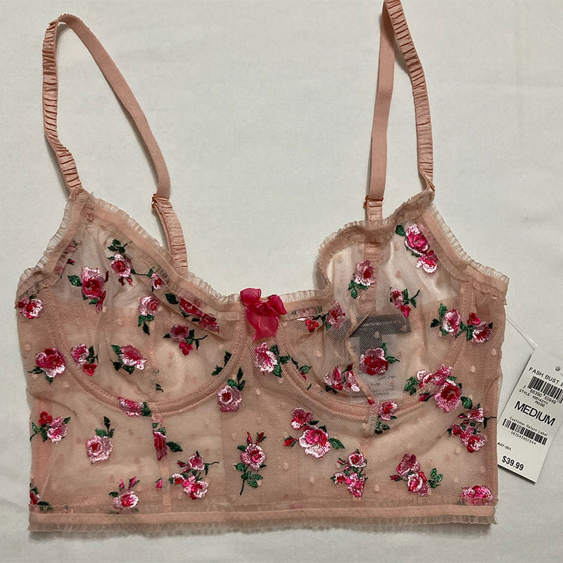 INC Rose Embroidered Bustier M