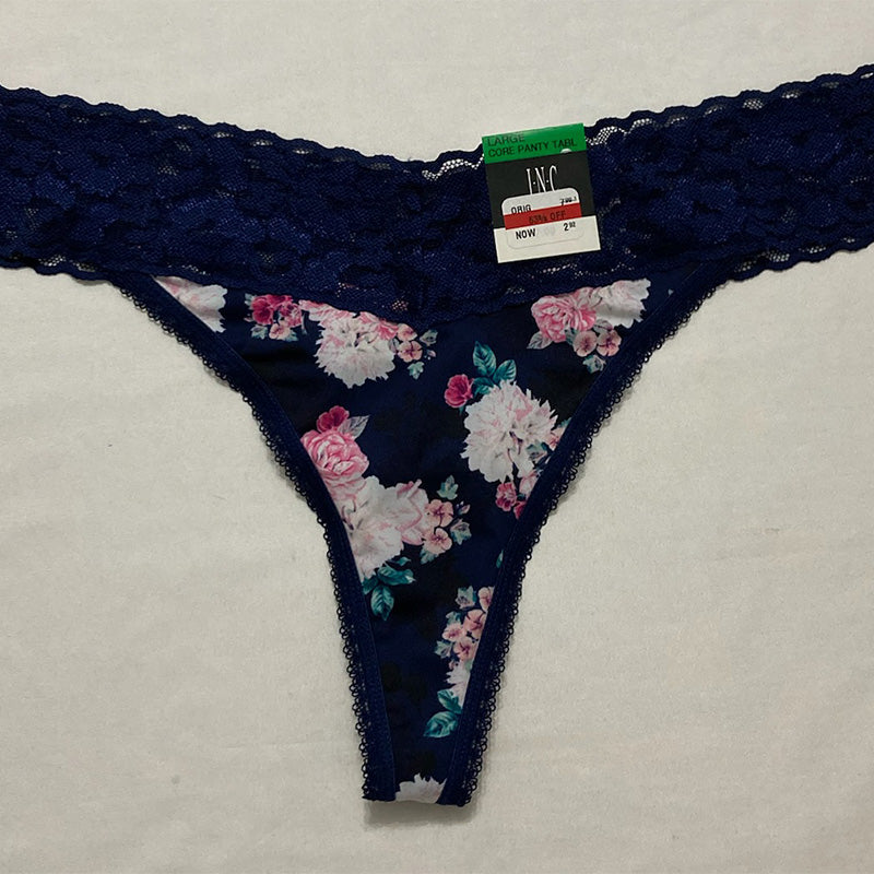 INC Lace-Trim Thong Underwear Multicolor L