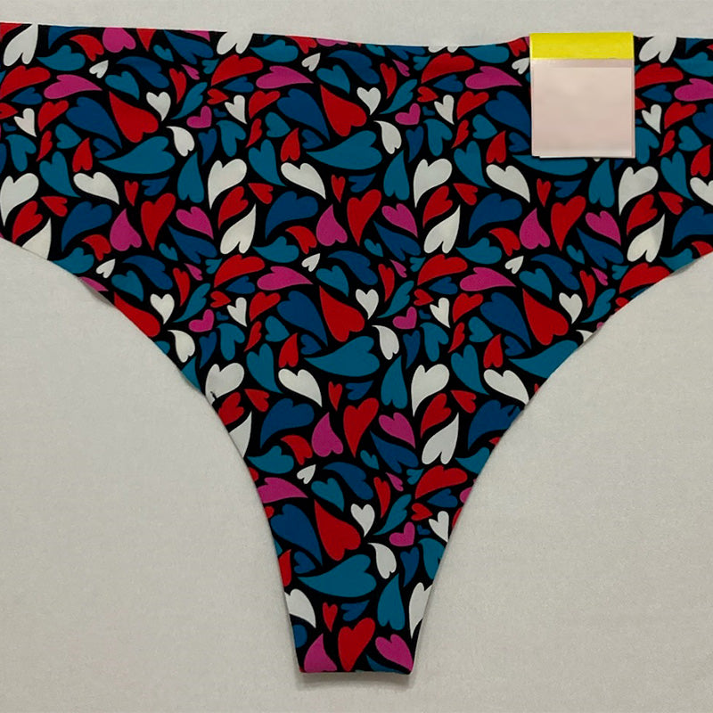 Aqua Intimates Microfiber Thong Heart Print M