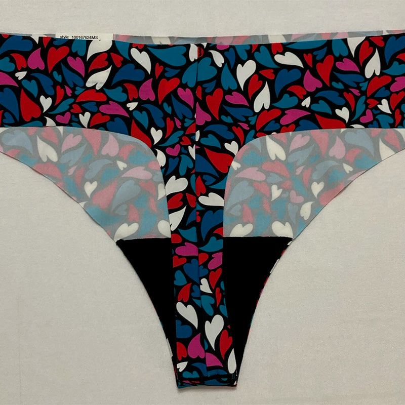Aqua Intimates Microfiber Thong Heart Print M
