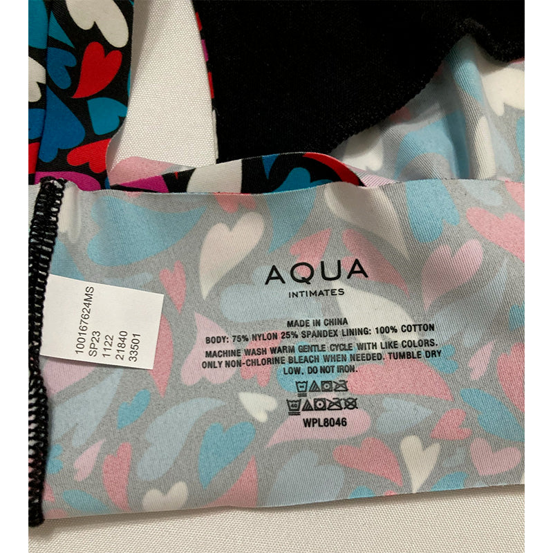 Aqua Intimates Microfiber Thong Heart Print M