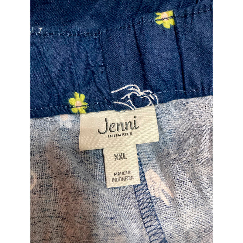 Jenni Cotton Printed Straight Leg Only Pajama Pants Blue 2XL