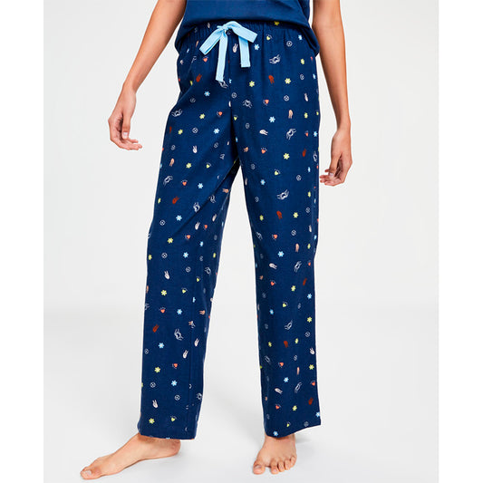 Jenni Cotton Printed Straight Leg Only Pajama Pants Blue 2XL