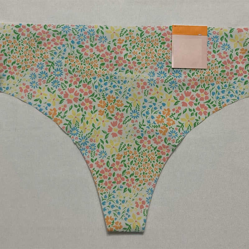 Aqua Intimates Microfiber Thong Pastel Floral M