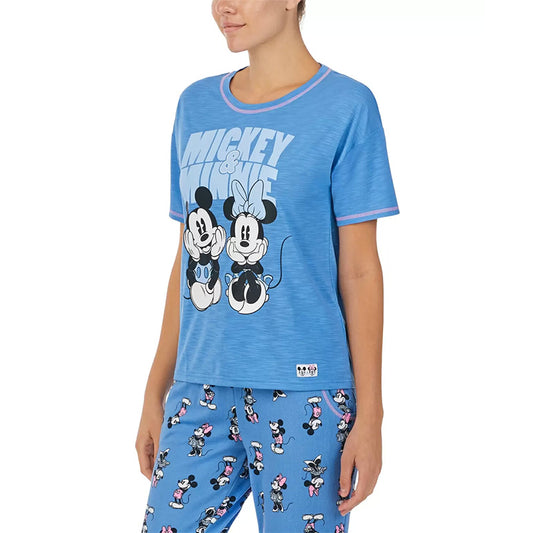 Mickey Mouse Knit Short Sleeve Crewneck Only Pajama T-Shirt Blue L