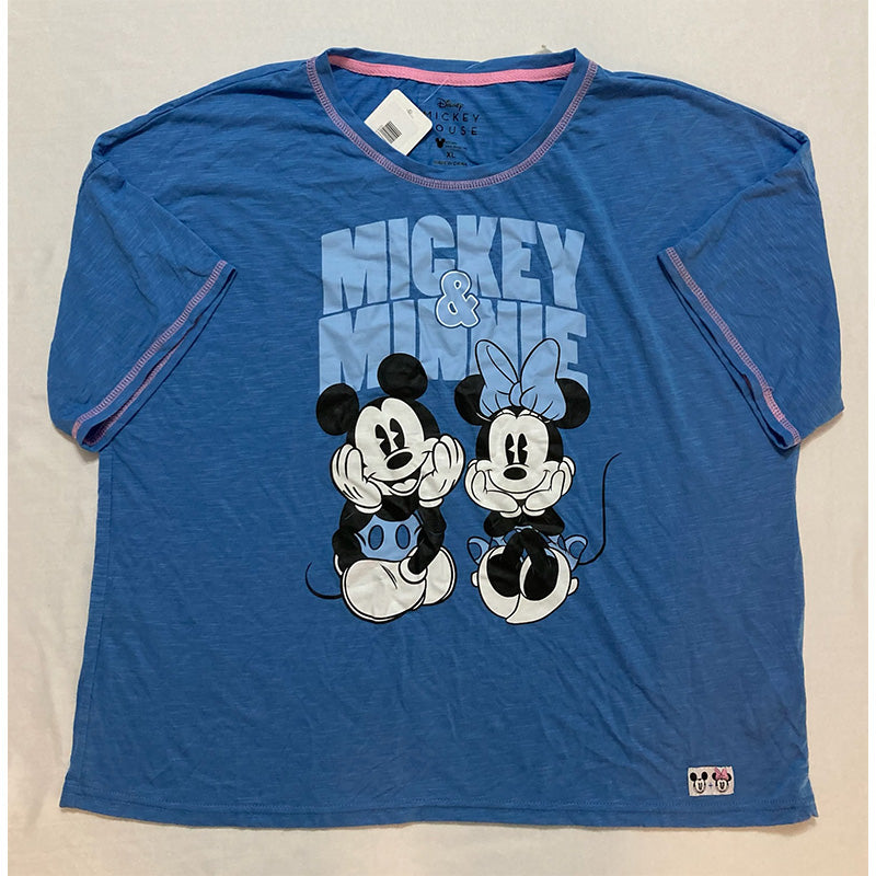 Mickey Mouse Knit Short Sleeve Crewneck Only Pajama T-Shirt Blue XL