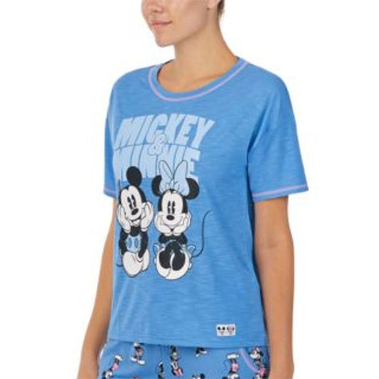 Mickey Mouse Knit Short Sleeve Crewneck Only Pajama T-Shirt Blue XL