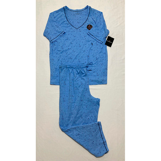 Cuddl Duds 2 Piece Pajama Set Blue L