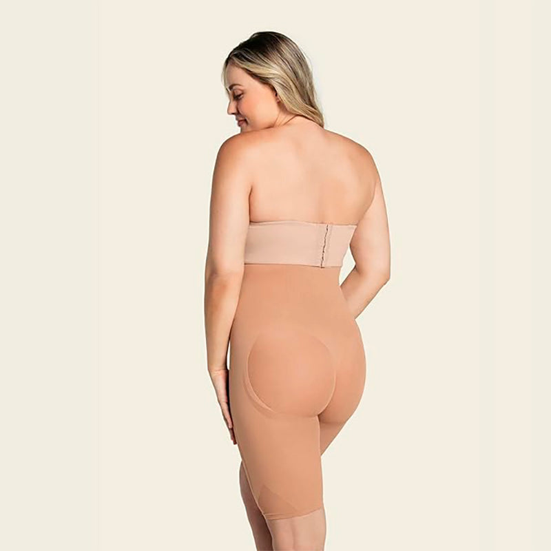 Leonisa Womens Seamless High Waist Shapewear with Thigh Compression,Beige,XL-XXL