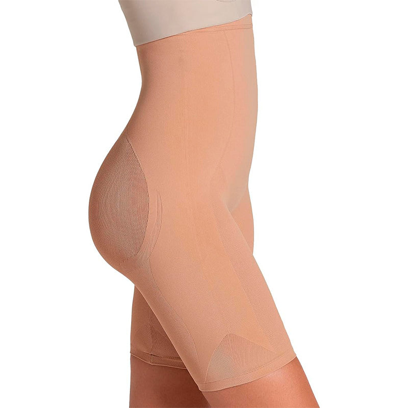 Leonisa Womens Seamless High Waist Shapewear with Thigh Compression,Beige,XL-XXL