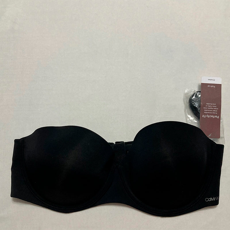 Calvin Klein Perfectly Fit Strapless Convertible Push-Up Bra Black 38C