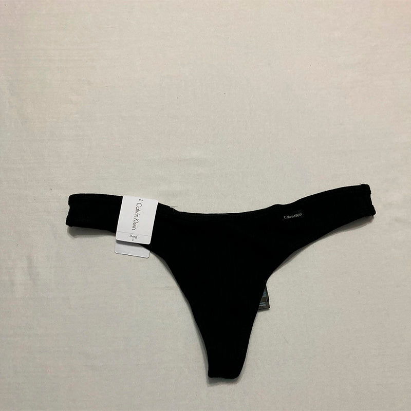 Calvin Klein Women Ribbed Thong Black S