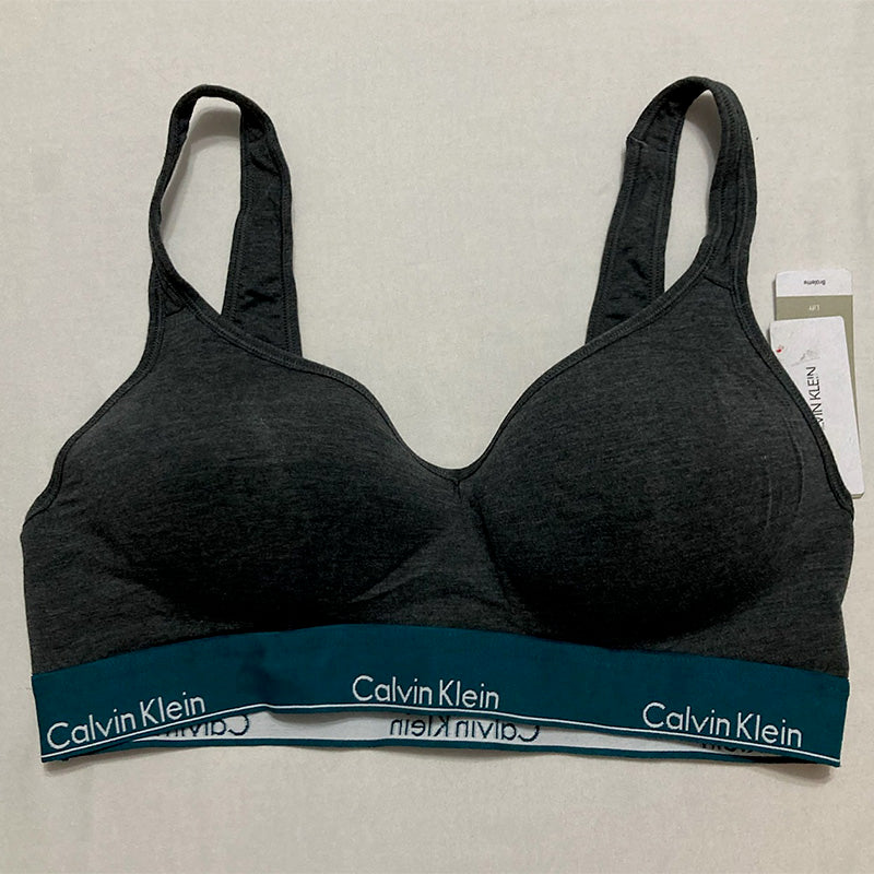 Calvin Klein Motive Cotton Lightly Lined Bralette Grey XL