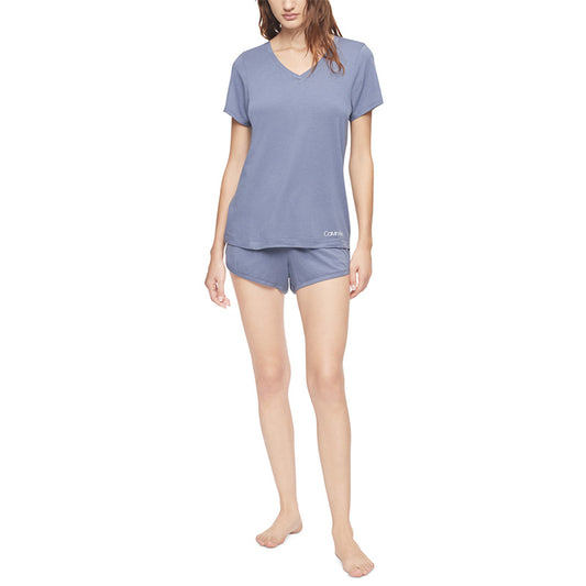 Calvin Klein T-Shirt & Shorts 2-Piece Pajama Set Blue XL