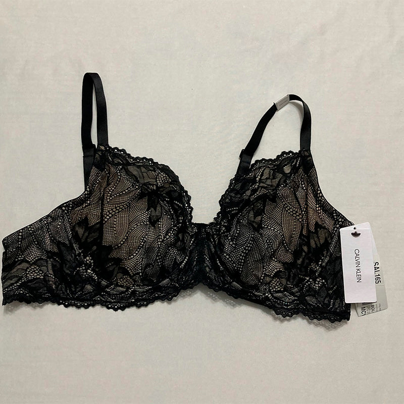 Calvin Klein Unlined Underwire Lace Bra in Black 40B