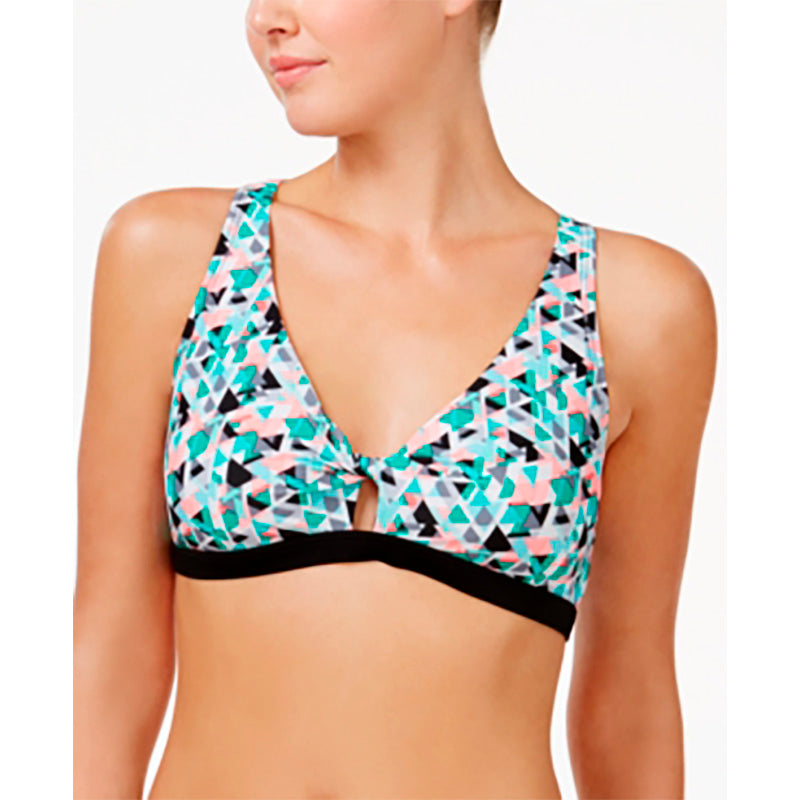 GO GOSSIP Prismatic Print Racerback Swim Top Separates MULTICOLOR L