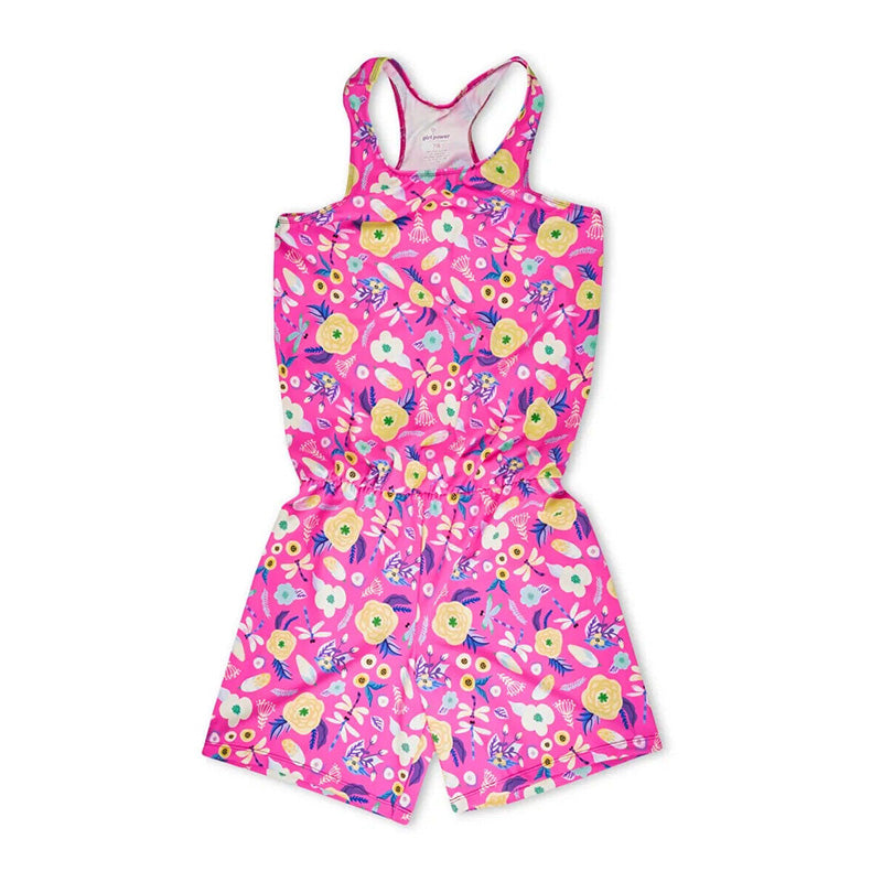 Girl Power Sport Neon Dragonfly Romper Pink Neon 6X