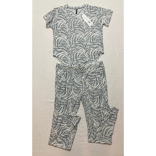 Jaclyn Intimates Pajama Set Grey And White M