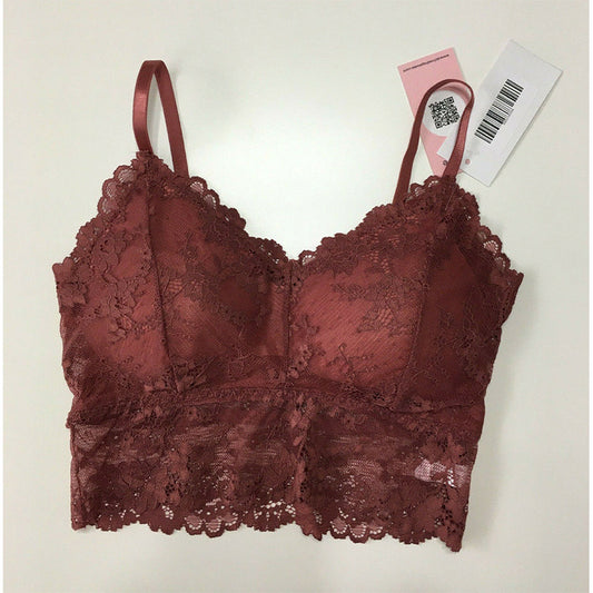 Unbranded Women's Lace Bralette Bra Burgundy M