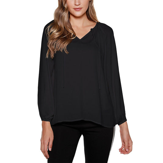 Belldini Black Label Keyhole Peasant Top Black 3XL