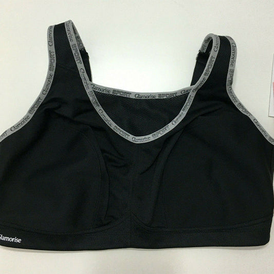 Glamorise Full Figure No Bounce  Camisole Wirefree Back Close  Black 34D