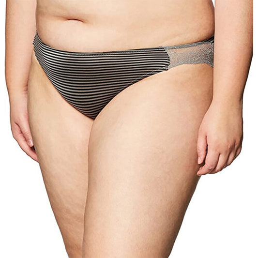 NWD Maidenform Comfort Devotion Striped Sheer Lace Back Tanga Panty Black S