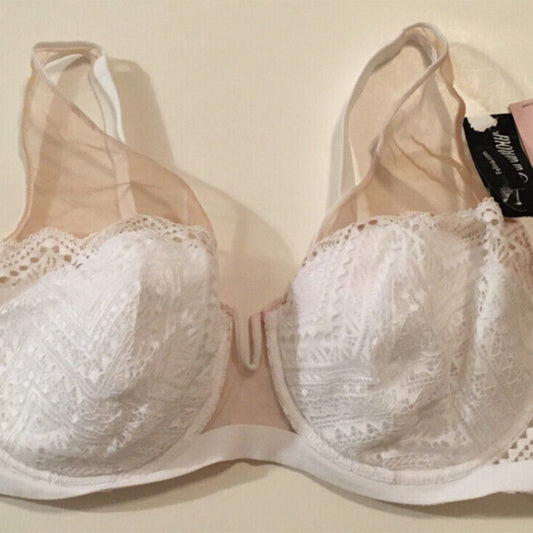 Paramour Stunning Chevron Lace and Tulle Bra White 36DD