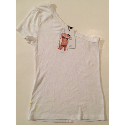 NWD Sundays Anya One Shoulder Knit T-Shirt White 1