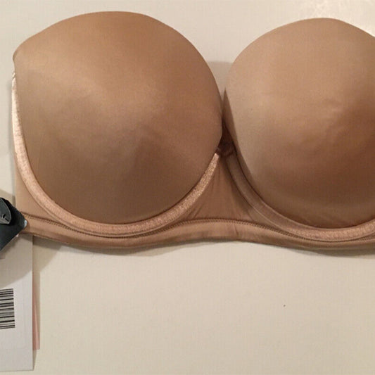 Paramour Marvelous Full Support Strapless Bra Beige 34DDD