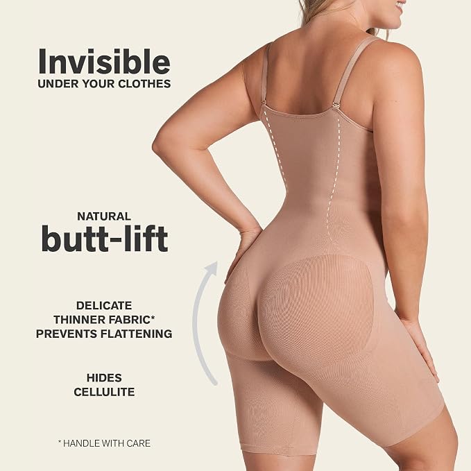 LEONISA Seamless Full Body Shaper Bodysuit BEIGE XL