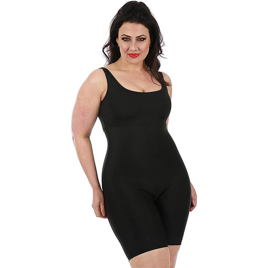 InstantFigure Compression Tummy Control Smooth Tank Bodyshorts Body Black 4XL