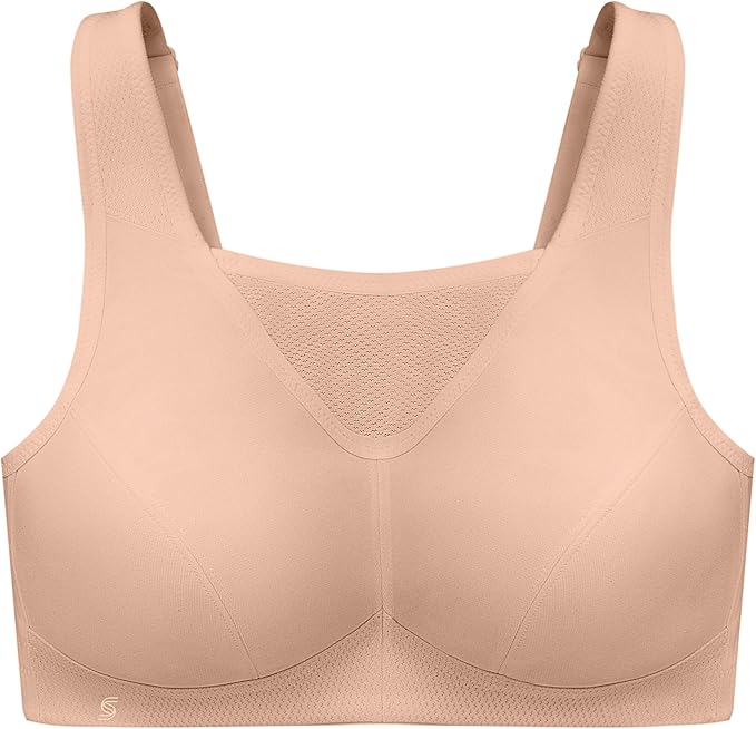 GLAMORISE Full Figure Plus Size No-Bounce Camisole Sports Bra Wirefree CAFE 36DD