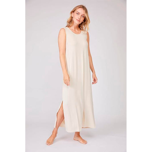 Pure Fiber Draped Dress | Elegant Night Gown Loungewear Ivory XL