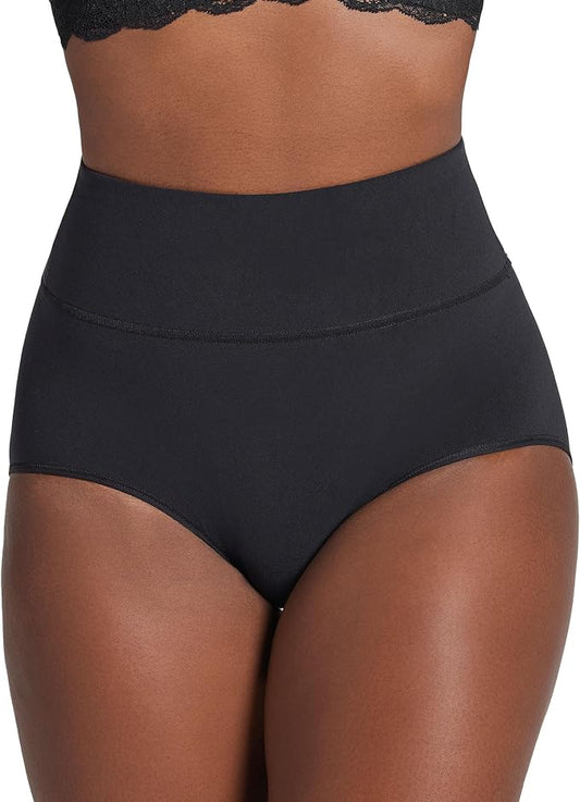 LEONISA High-Waisted Seamless Moderate Shaper Thong Panty BLACK XL