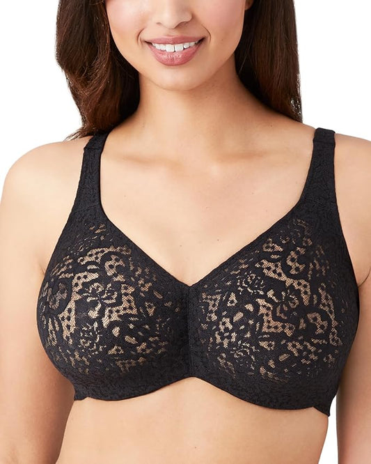 WACOAL Halo Lace Unlined Full Coverage Underwire Bra BLACK 36C