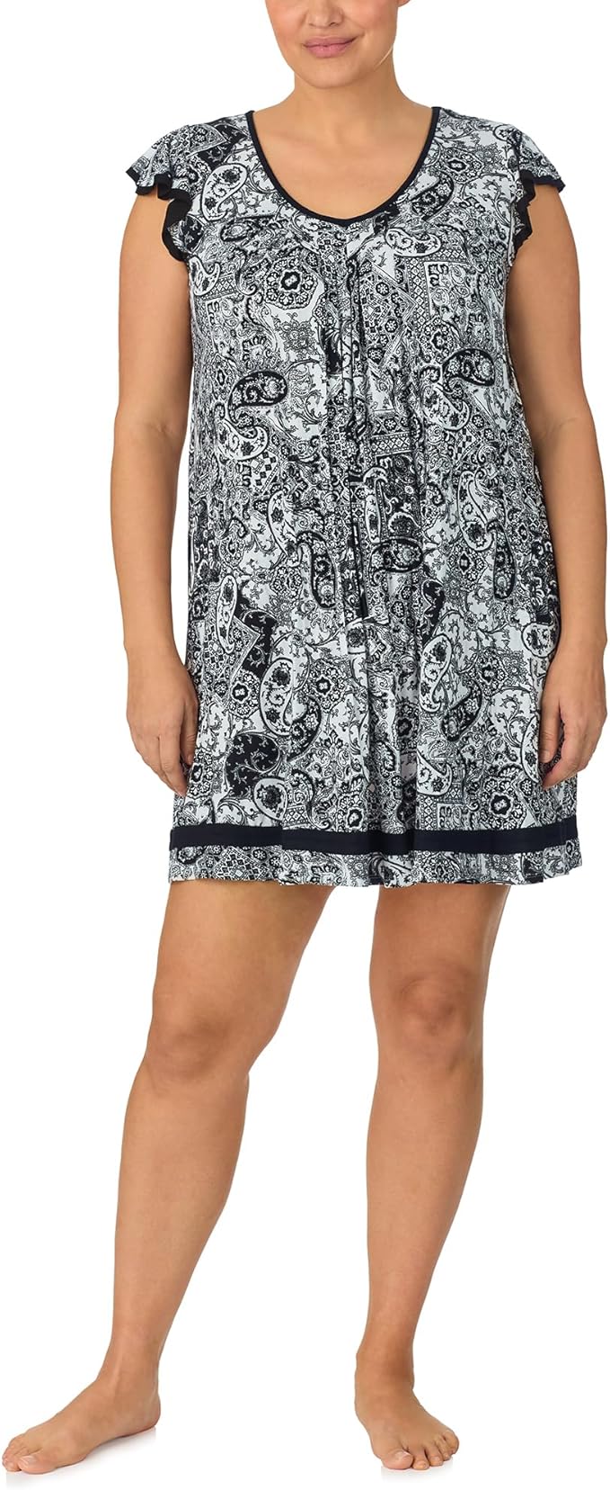 ELLEN TRACY Soft Stretch Jersey Short Sleeve Chemise Sleep Dress WHITE M