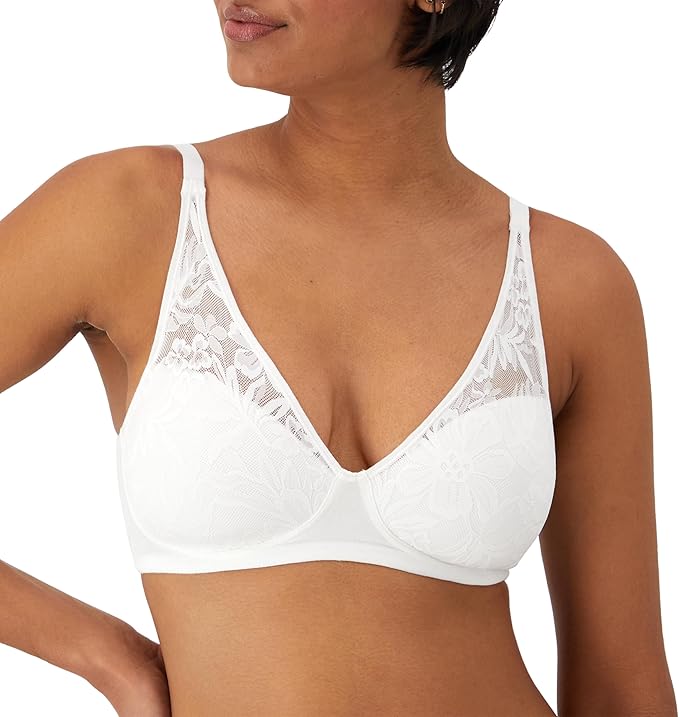 BALI Breathe Modal T-Shirt Bra, Breathable Wireless Bra WHITE L