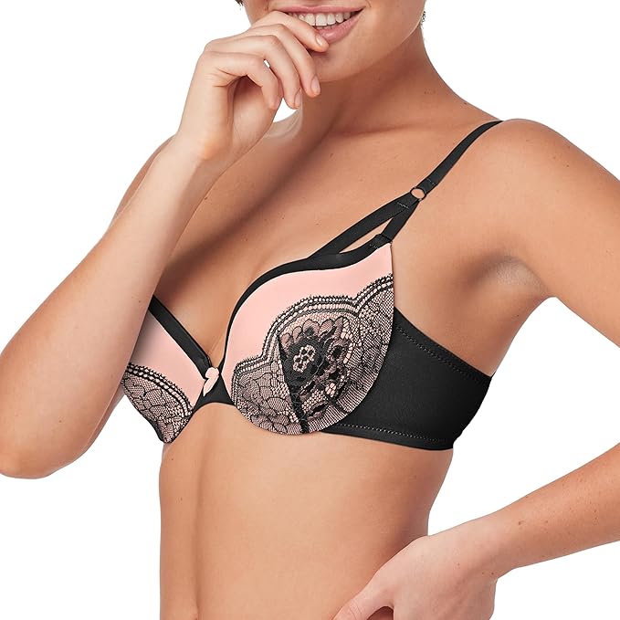 MAIDENFORM Love The Lift Lace Demi Push-Up BLACK PEACH 38C