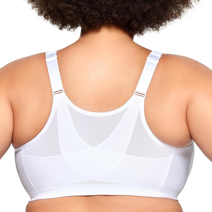 GLAMORISE Plus Size MagicLift Front-Closure Posture Back Bra Wirefree WHITE 52D
