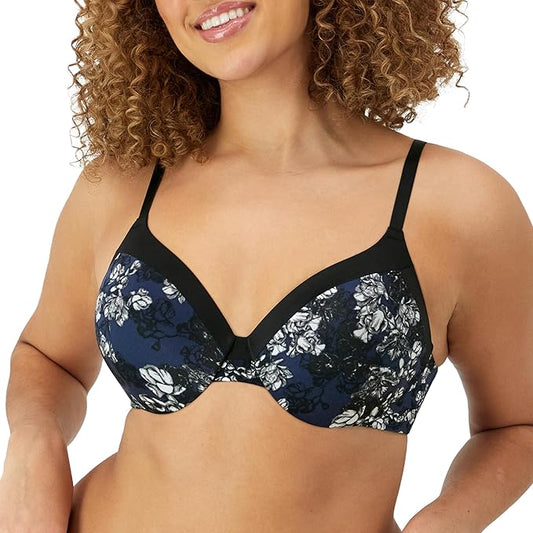 MAIDENFORM Comfort Devotion Underwire Bra, Convertible T-shirt BLACK AND NAVY