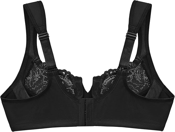 GLAMORISE Plus Size Low Cut Wonderwire Lace Bra Underwire BLACK 36H