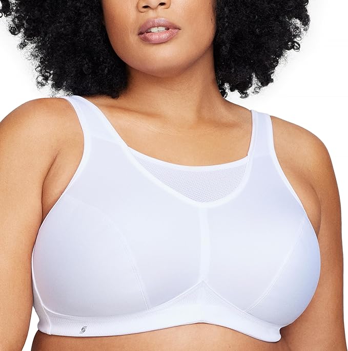 GLAMORISE Full Figure Plus Size No-Bounce Camisole Sports Bra Wirefree WHITE 42F