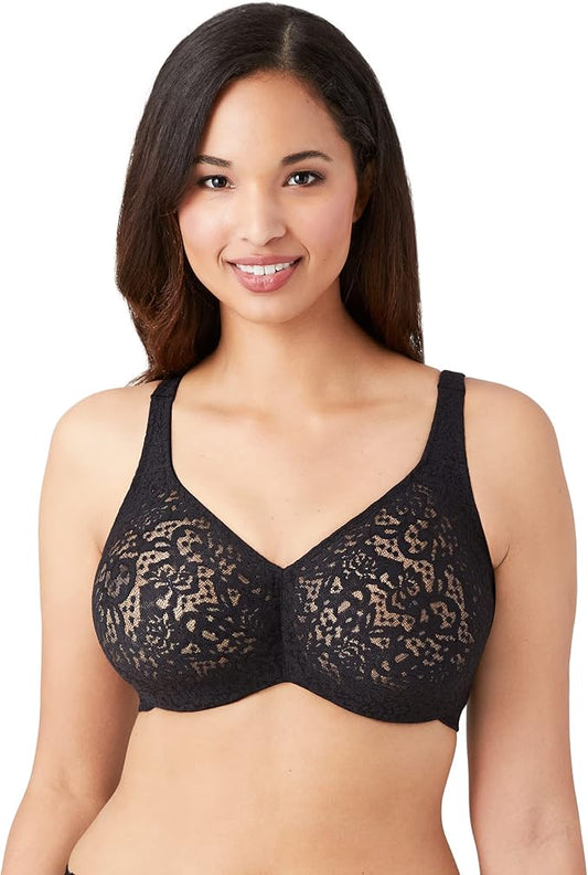 WACOAL Halo Lace Unlined Full Coverage Underwire Bra BLACK 38D